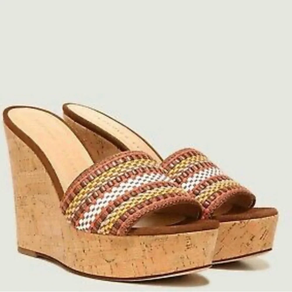 Veronica Beard-Dali brown woven cork wedge platform sandal.Size 10